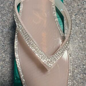 NIB Lauren Lorraine Tampa Pink Sparkling Rhinestone Jelly Sandals